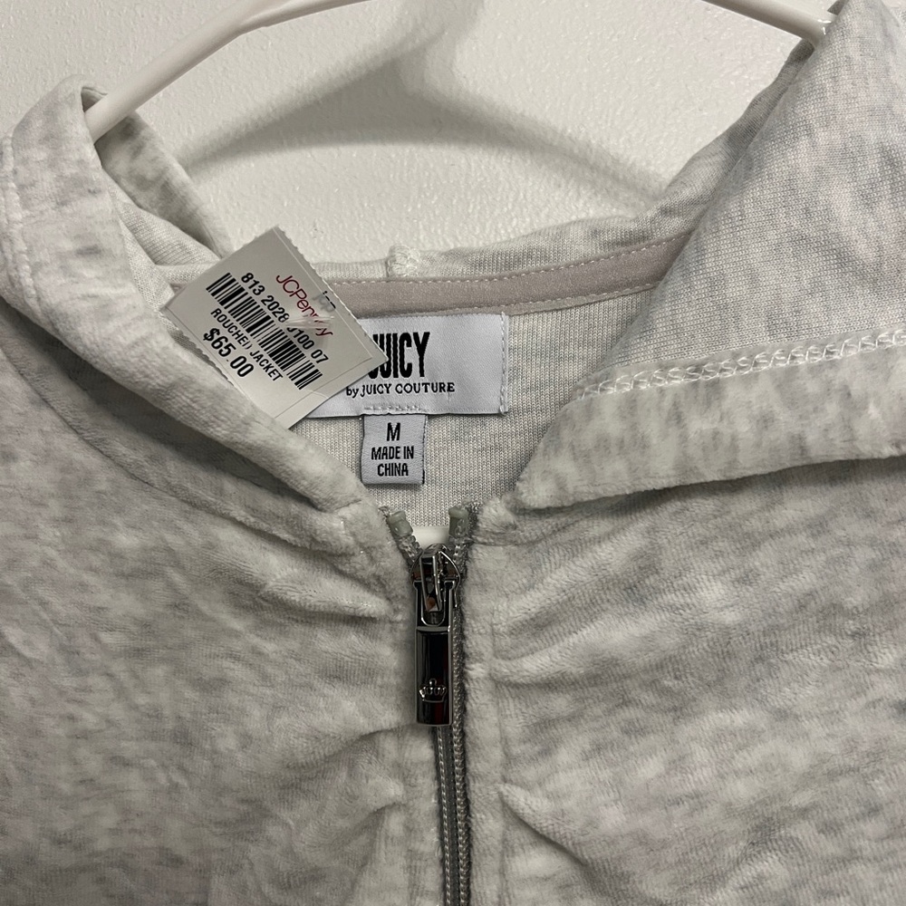 Juicy Couture Heather Gray Medium Crop Zip Hoodie - Picture 3 of 8